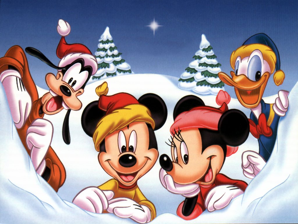 Disney Mickey Mouse Group Christmas Wallpaper - Christmas Cartoon