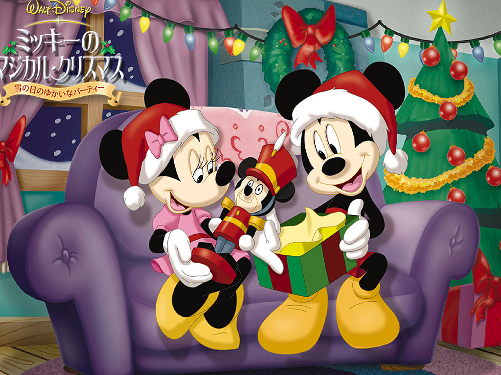 Mickey and Minnie Enjoying Christmas Wallpaper – Christmas Cartoons