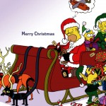The Simpsons in a Sleigh Christmas Wallpaper