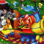 Tom and Jerry on a Christmas Train Wallpaper