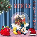 Mickey Mouse and a Snow Globe Christmas Wallpaper
