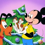 Mickey with Chip and Dale Christmas Wallpaper
