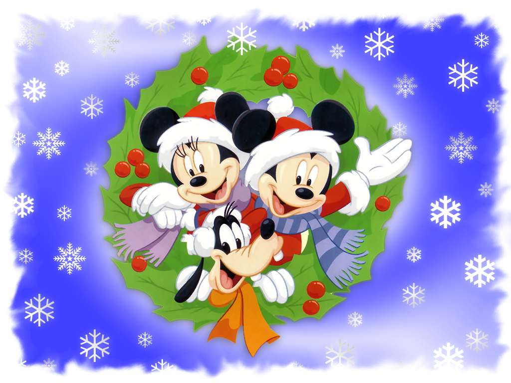 Mickey, Minnie, and Pluto Wishing Merry Christmas Wallpaper – Christmas