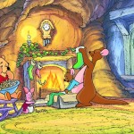 Roo and Winnie the Pooh by the Fire Christmas Wallpaper