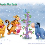 Winnie, Tigger, Piglet, and Eeyore in the Snow Christmas Wallpaper