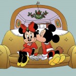 Mickey kissing Minnie under Mistletoe Christmas Wallpaper