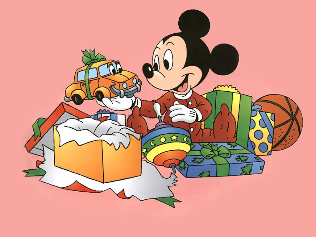 Mickey Mouse Opening Presents Christmas Wallpaper – Christmas Cartoons