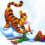 Tigger and a Snowman Christmas Wallpaper