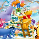 Winnie the Pooh Decorating Christmas Tree Wallpaper