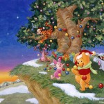 Winnie the Pooh Decorating 100 Acre Wood Christmas Wallpaper
